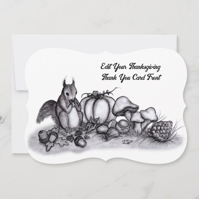 Eichhörnchen im Herbst, Glückliches Erntedankfest! Dankeskarte (Vorderseite)