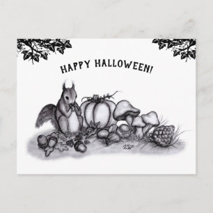 Eichhörnchen im Herbst, glückliches Halloween! Postkarte