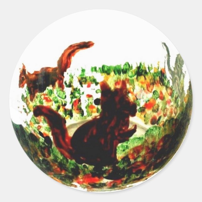 Eichhörnchen im Herbst Rustikale Natur Runder Aufkleber (Vorderseite)