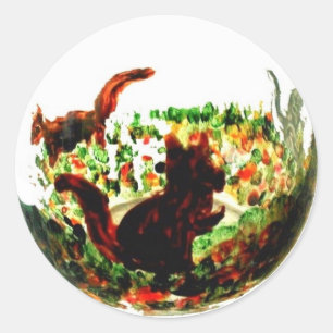 Eichhörnchen im Herbst Rustikale Natur Runder Aufkleber