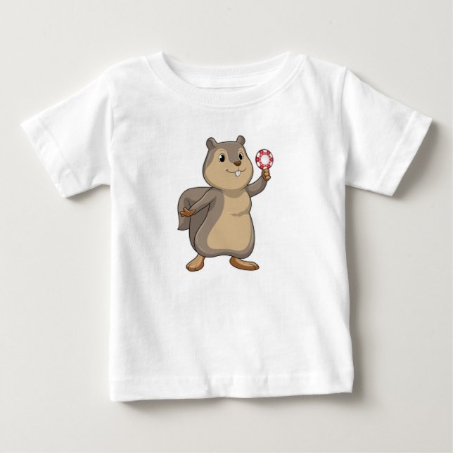 Eichhörnchen im Poker mit Poker-Chips Baby T-shirt (Vorderseite)