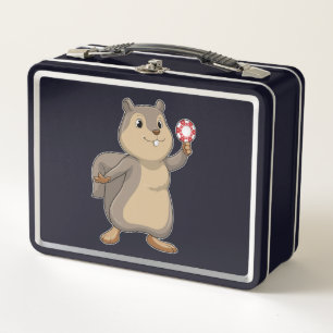 Eichhörnchen im Poker mit Poker-Chips Metall Brotdose