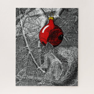 Eichhörnchen im Weihnachtsbaum 520-teiliges Puzzle