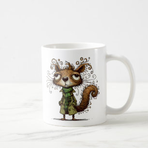 Eichhörnchen in einem grünen Trenchcoat Kaffeetasse