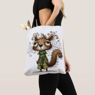 Eichhörnchen in einem grünen Trenchcoat Tasche