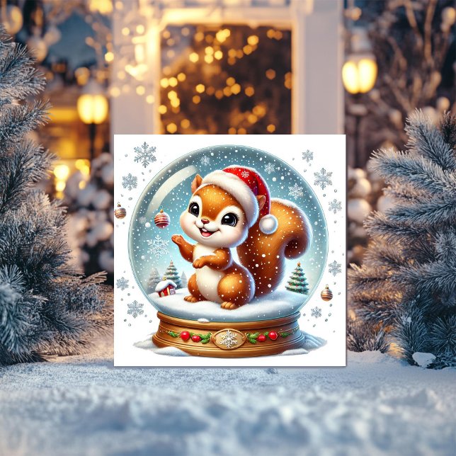 Eichhörnchen in Snow Globe Feiertagskarte (Von Creator hochgeladen)