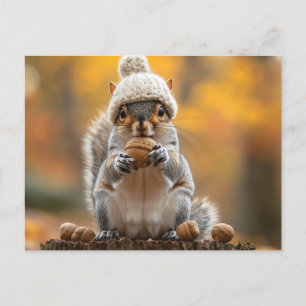 Eichhörnchen in Strick-Hutmutter Postkarte