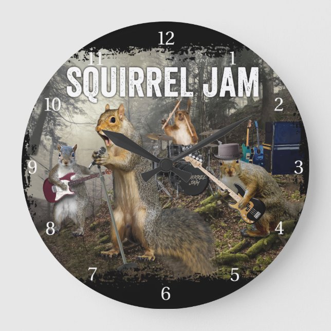 Eichhörnchen-Jam - lustige Rockband Große Wanduhr (Vorderseite)