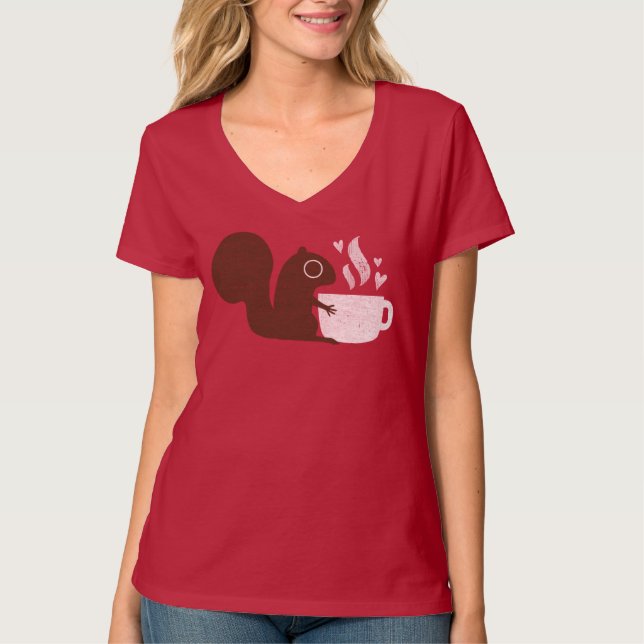 Eichhörnchen-Kaffee-Liebhaber T-Shirt (Vorderseite)