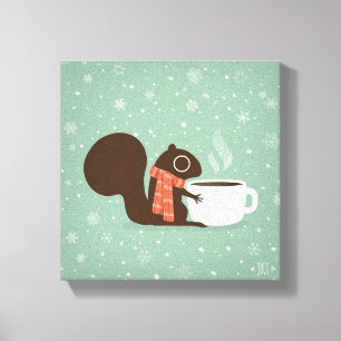 Eichhörnchen Kaffee Lover Woodland Winterurlaub Leinwanddruck