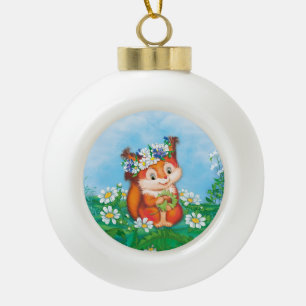 Eichhörnchen Keramik Kugel-Ornament