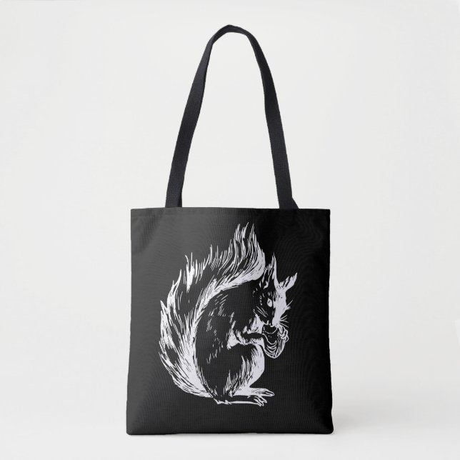 Eichhörnchen-Kunst in Schwarzweiß Tasche (Vorderseite)