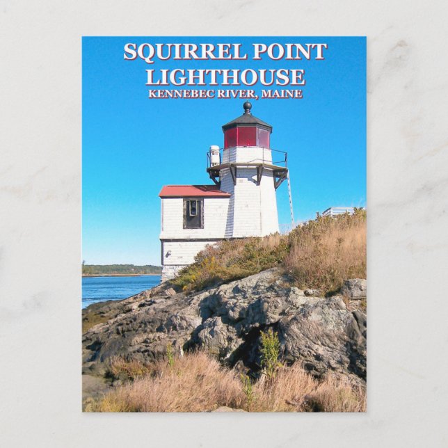 Eichhörnchen-Leuchtturm, Maine-Postkarte Postkarte (Vorderseite)