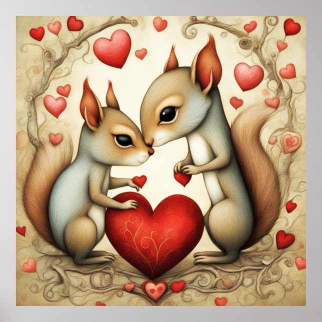 Eichhörnchen Liebe 1 Poster (Vorne)