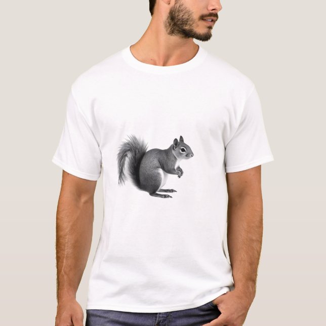 Eichhörnchen Liebe Schwarz/Weiß T-Shirt (Vorderseite)