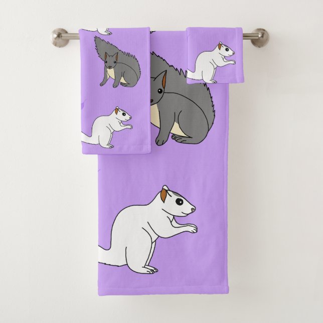 Eichhörnchen Lila Badhandtuch Set (Insitu)