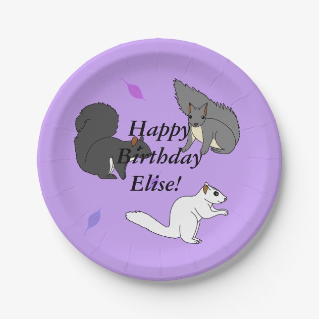 Eichhörnchen Lila Pappteller (Vorderseite)