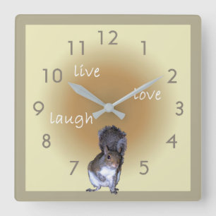 Eichhörnchen - Live - Liebe - Lachen Quadratische Wanduhr