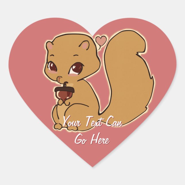 Eichhörnchen mit Acorn Heart Stickers (Vorderseite)