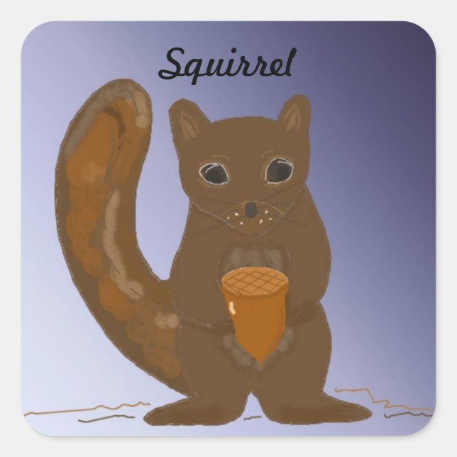 Eichhörnchen mit Acorn Quadratischer Aufkleber (Vorderseite)