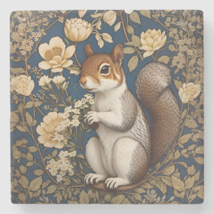 Eichhörnchen mit Akazienblüten William Morris Steinuntersetzer