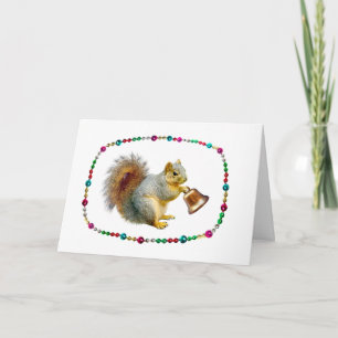 Eichhörnchen mit Bell Christmas Card Karte