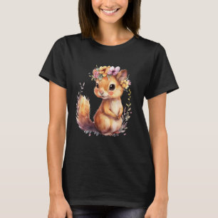 Eichhörnchen mit Blume niedliche Chipmunk Eichhörn T-Shirt