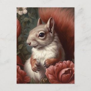 Eichhörnchen mit Blume Postkarte