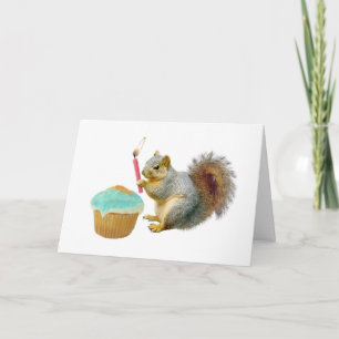 Eichhörnchen mit Candle Happy Birthday Card Karte