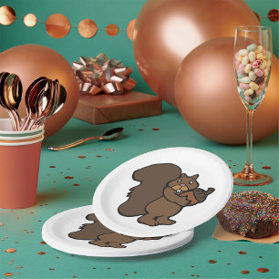 Eichhörnchen mit Eichel Süßes Waldtier Pappteller