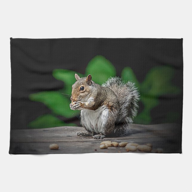 Eichhörnchen mit Erdnüssen Handtuch (Horizontal)