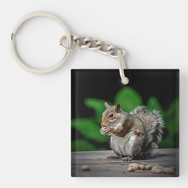 Eichhörnchen mit Erdnüssen Schlüsselanhänger (Vorderseite)