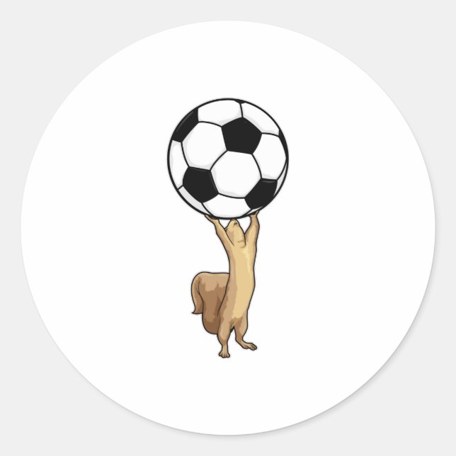 Eichhörnchen mit Fußball Runder Aufkleber (Vorderseite)