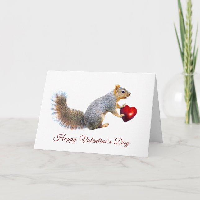 Eichhörnchen mit HerzValentinstag-Karte Karte (Vorderseite)