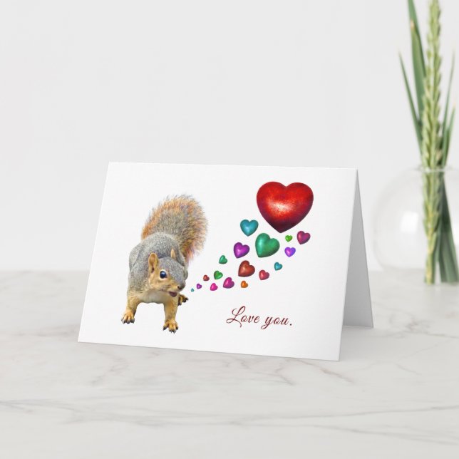 Eichhörnchen mit HerzValentinstag-Tageskarte Karte (Vorderseite)