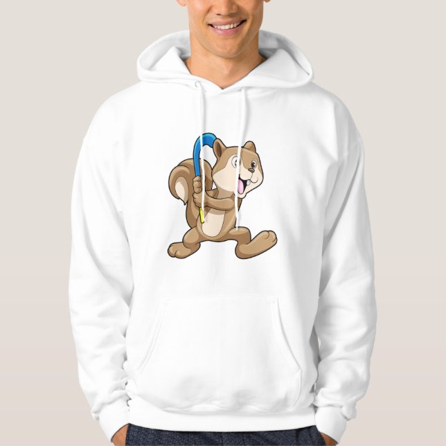 Eichhörnchen mit Hockey und Hockeystick Hoodie (Vorderseite)