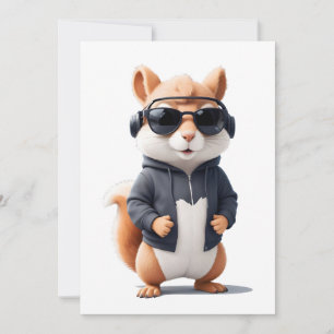 Eichhörnchen mit Hoodie Funny Cool Animal Vector Einladung