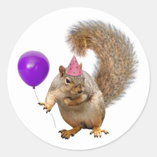 Eichhörnchen mit Lila Ballonaufkleber Runder Aufkleber