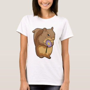 Eichhörnchen mit lila Blume T-Shirt