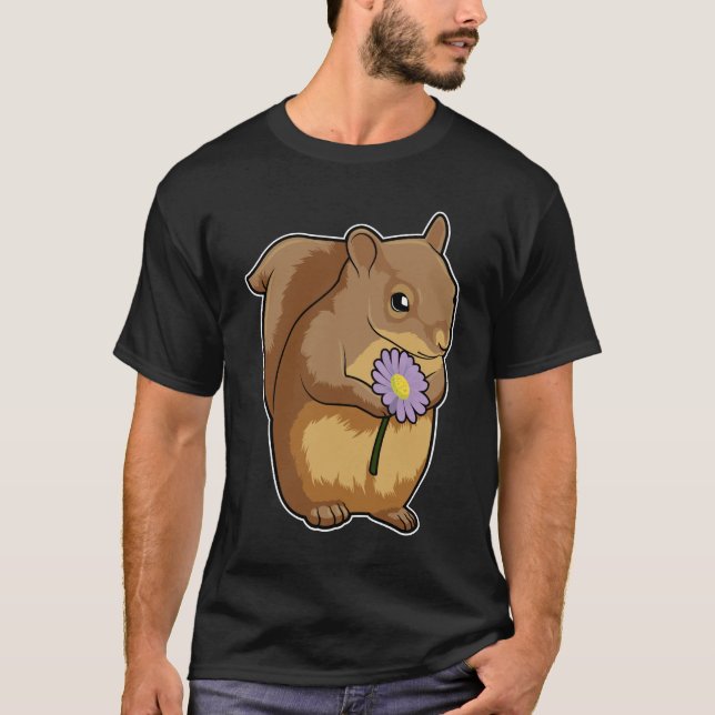 Eichhörnchen mit lila Blume T-Shirt (Vorderseite)