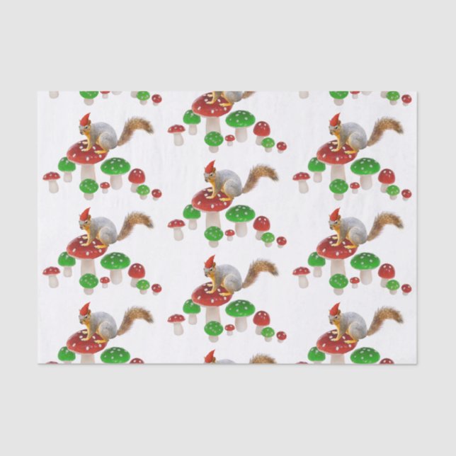 Eichhörnchen mit Mushroom-Papiertuch Seidenpapier (Vorderseite)