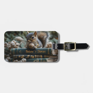 Eichhörnchen mit Nut on Antique Books, Nature's St Gepäckanhänger