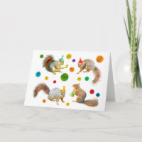 Eichhörnchen mit Party Hats und Balls Card
