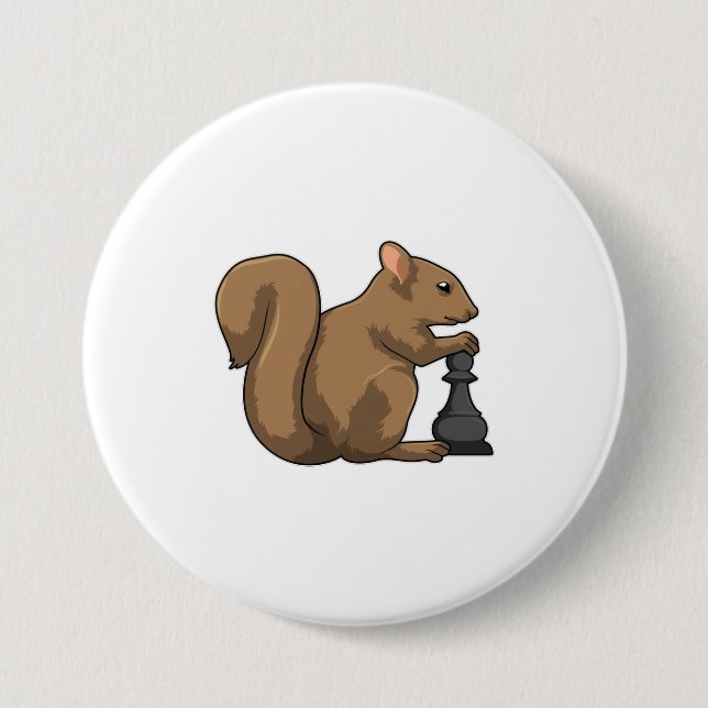 Eichhörnchen mit Schachstück Bishop Button (Vorderseite)