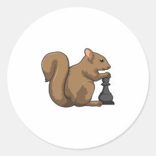 Eichhörnchen mit Schachstück Bishop Runder Aufkleber