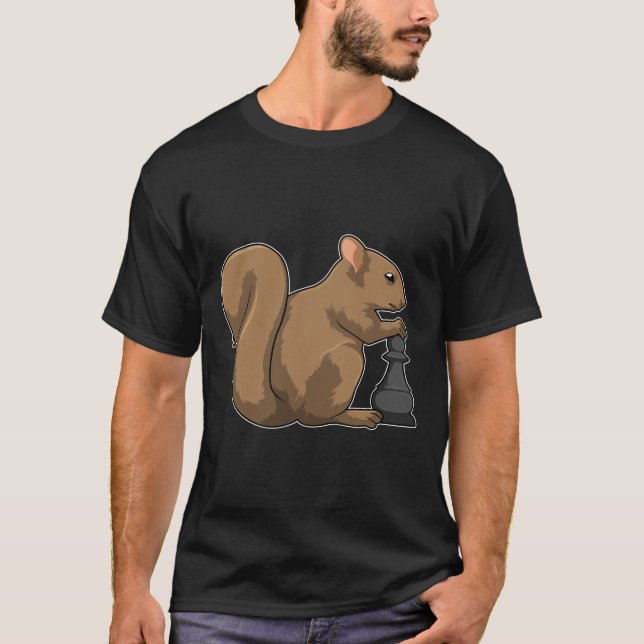 Eichhörnchen mit Schachstück Bishop T-Shirt (Vorderseite)
