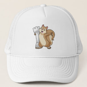 Eichhörnchen mit Schachstück King Truckerkappe