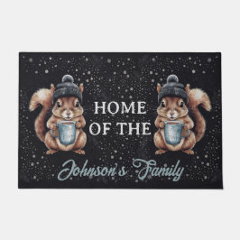 Eichhörnchen mit Tasse und Schnee „Stay Warm“  Fußmatte