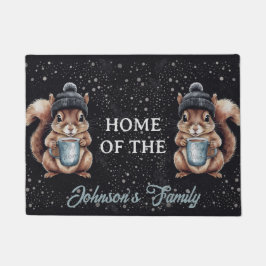 Eichhörnchen mit Tasse und Schnee „Stay Warm“  Fußmatte