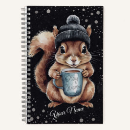 Eichhörnchen mit Tasse und Schnee „Stay Warm“ Notizbuch